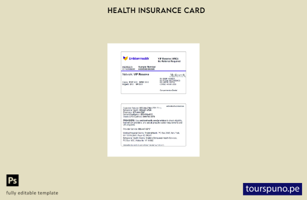 listo para imprimir plantilla de tarjeta de certificado de salud EmblemHealth de